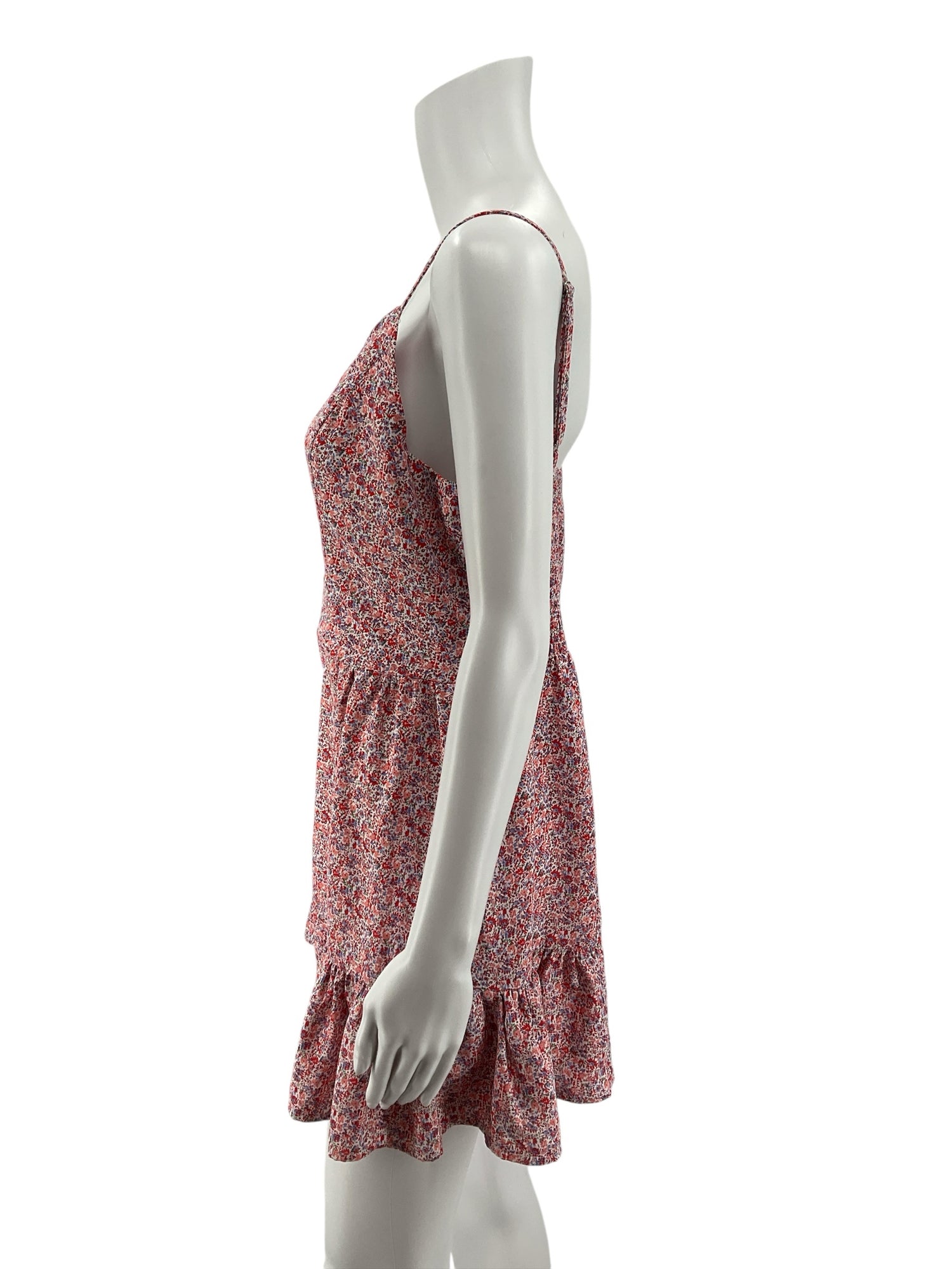 ee:some Red Blue Floral Ruffle Romper with Smocked Back Size Large