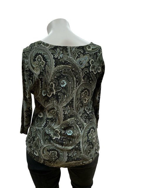 Dressbarn Green/Black Paisley Pre-Owned Ladies Top - Size XL - Margaret’s Fine Consignment