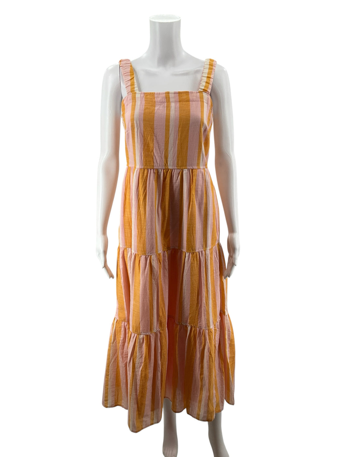 Free Assembly pink/orange Midi Striped Tiered Midi Sundress XS - Size XS