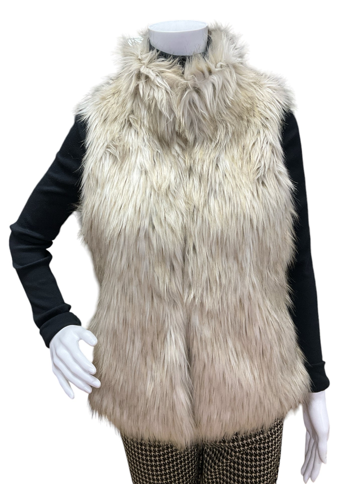 BB Dakota Size XS Cream Faux Fur Pre-Owned Vest