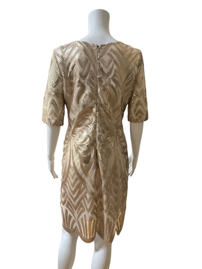 Gianni Bini Champagne Sequin Art Deco Cocktail Dress- ONLINE ONLY