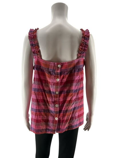 Isaac Mizrahi New York Plaid Cotton Tank Top | Size M | Pink Multi Check