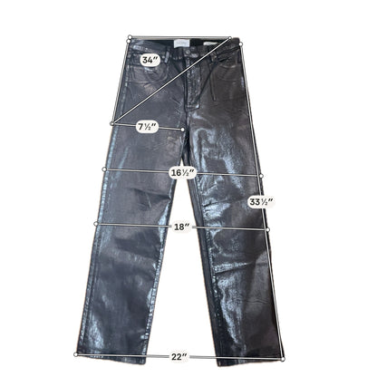 Frame Le High Skinny Coated Jeans Gray Metallic Sheen Size 8