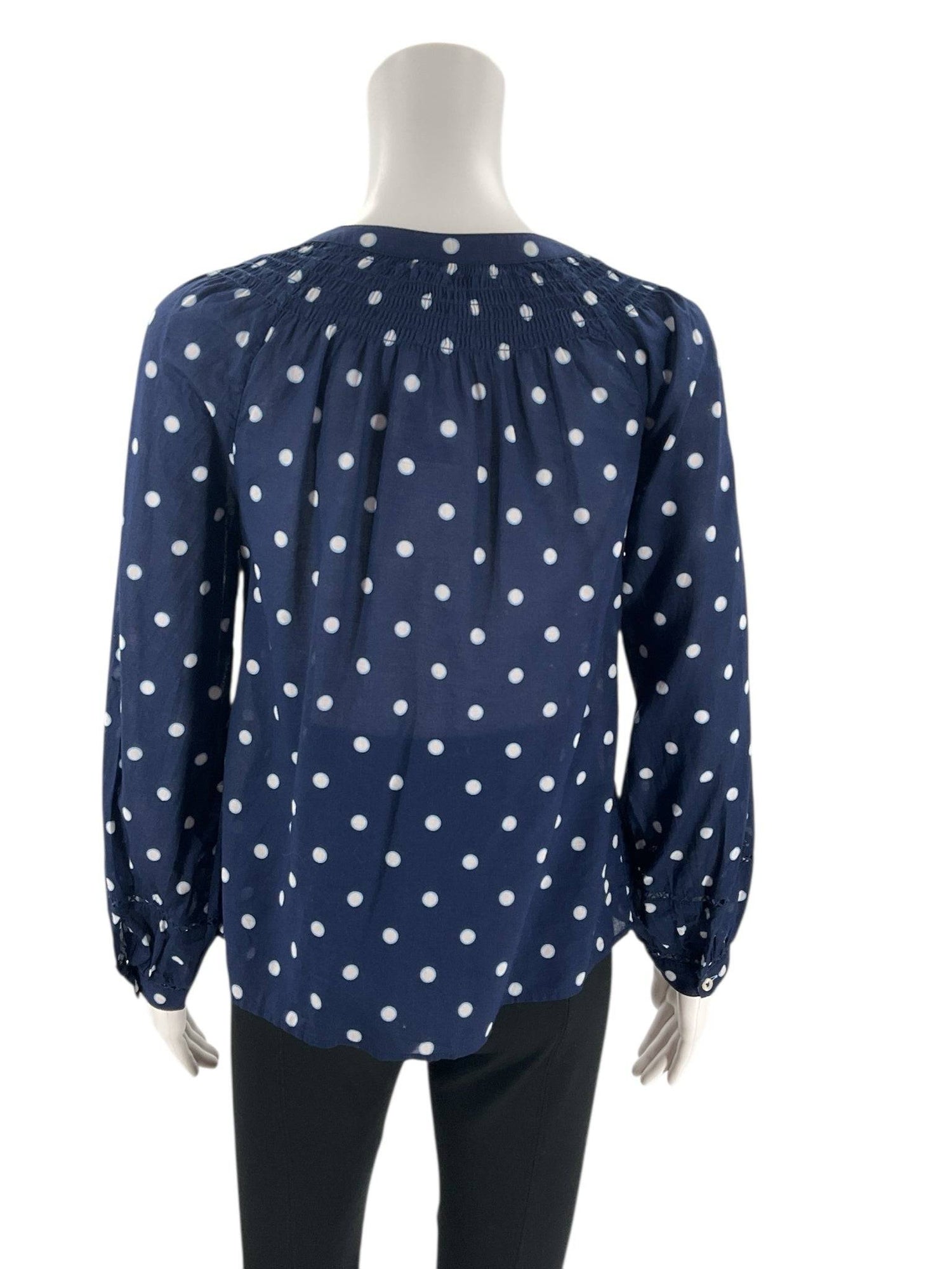 Talbots Navy/White Polka Dot Pre-Owned Ladies Top - Size Petite - Margaret’s Fine Consignment