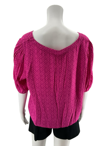 loft Size L pink/fuschia Floral Pre-Owned Ladies Casual Top - Downstairs