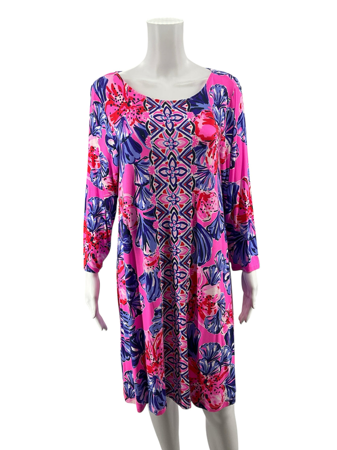 Lilly Pulitzer Pink/Blue/Red Floral Pre-Owned Ladies Dress - Size XL