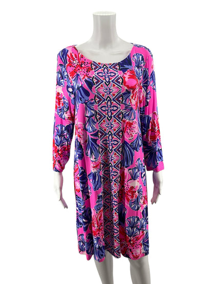 Lilly Pulitzer Pink/Blue/Red Floral Pre-Owned Ladies Dress - Size XL