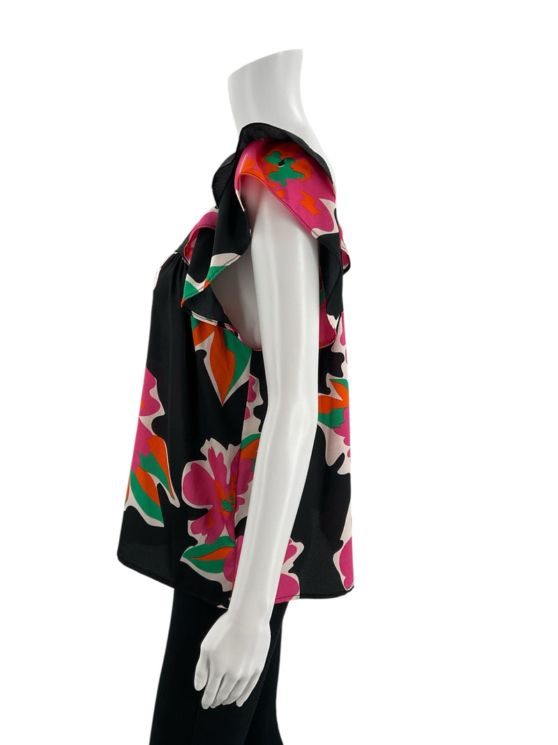 EE Some Black/Pink Floral Pre-Owned Ladies Top - Size Small - Margaret’s Fine Consignment