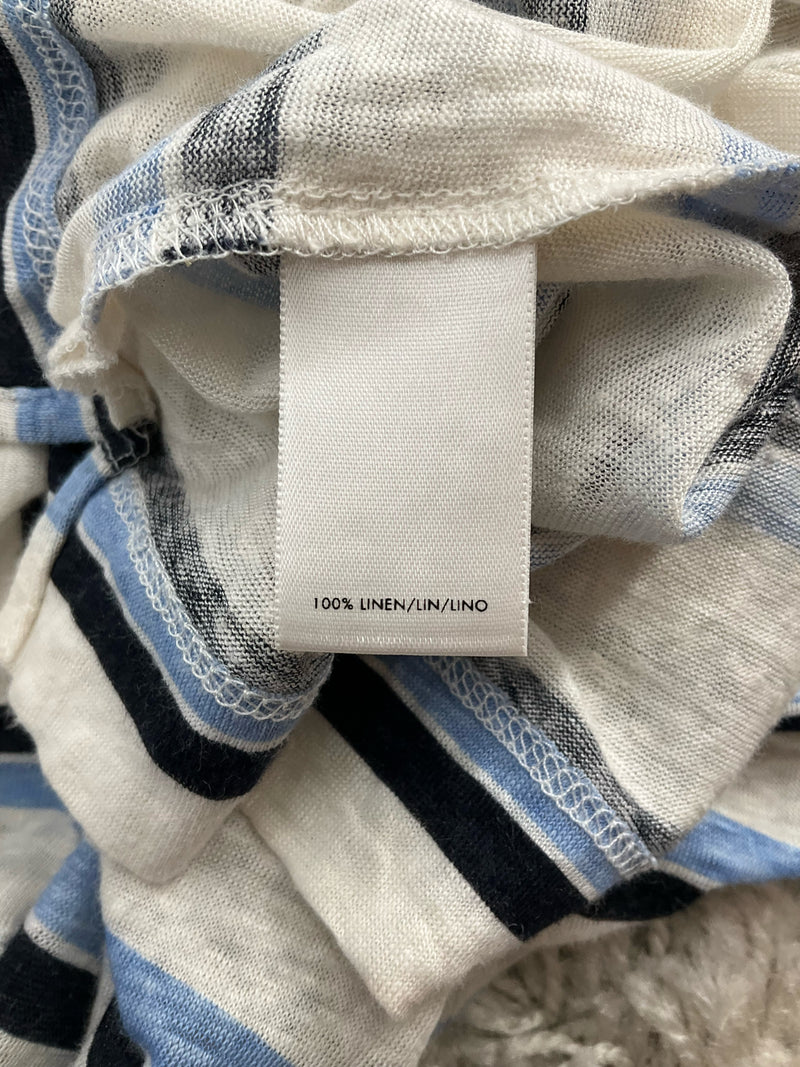 Ann Taylor White/Blue Stripe Pre-Owned Ladies Top - Size Small