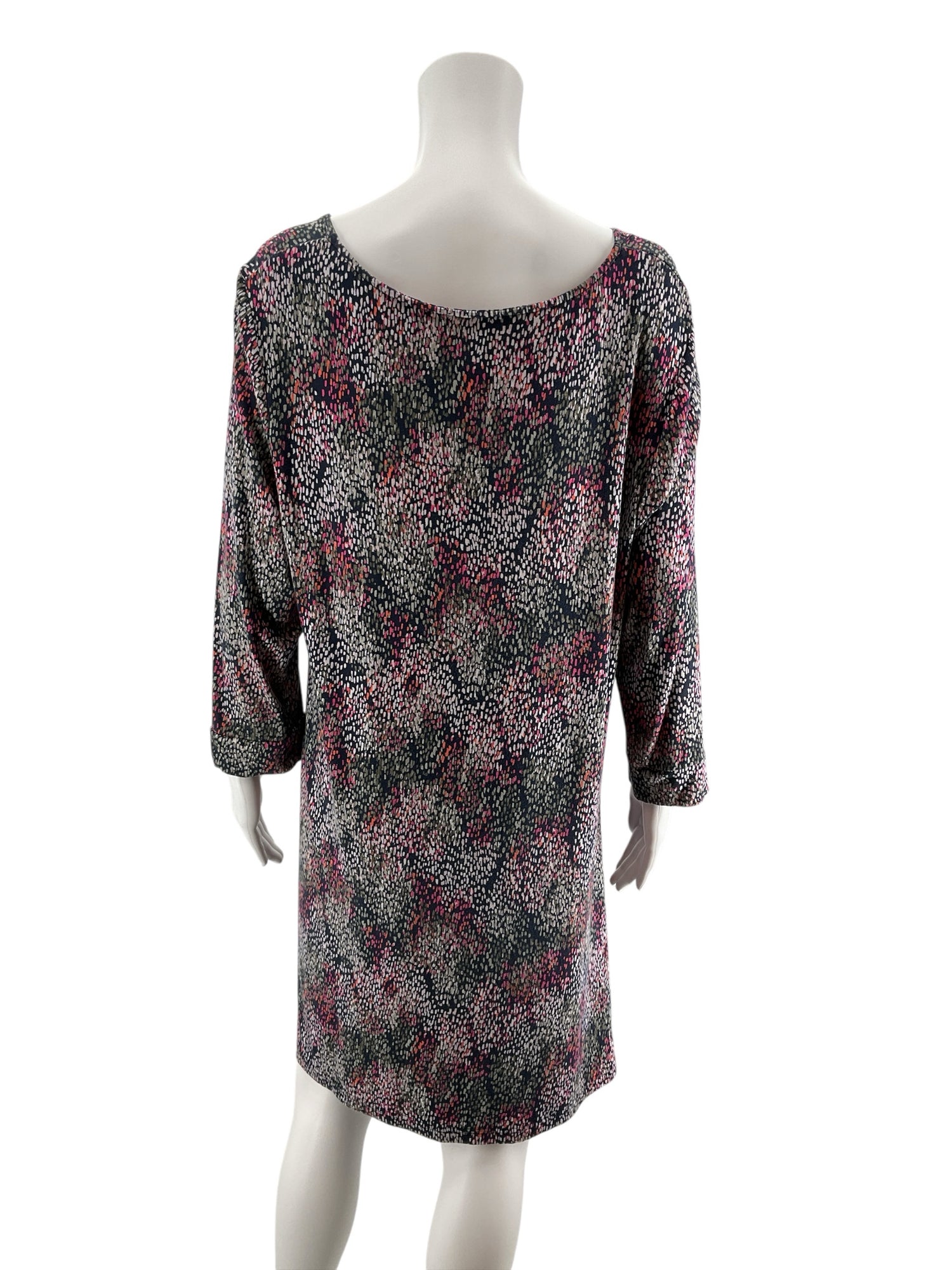 Joules Navy Abstract Print Swing Tunic Dress 3/4 Sleeve US 14