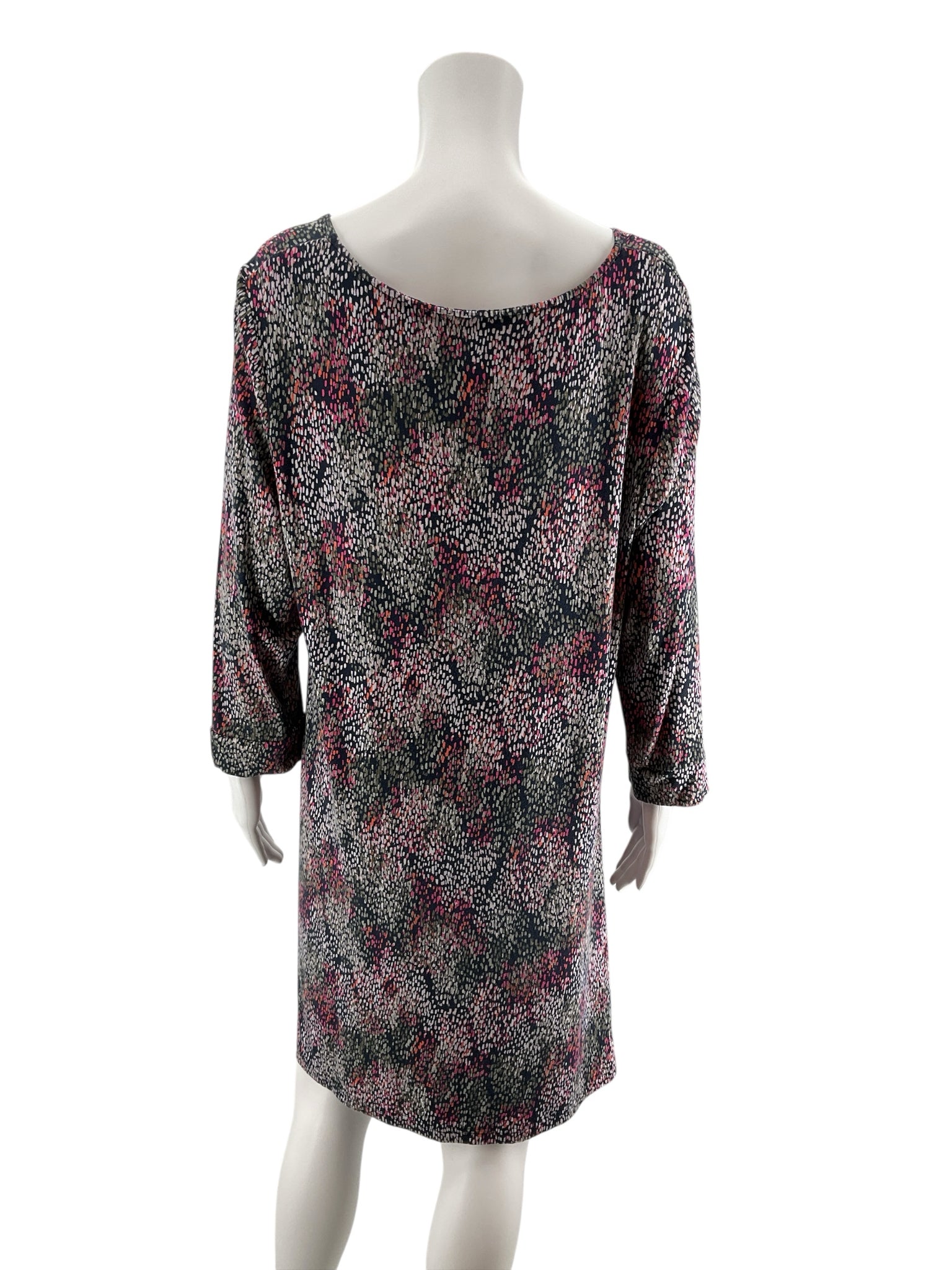 Joules Navy Abstract Print Swing Tunic Dress 3/4 Sleeve US 14