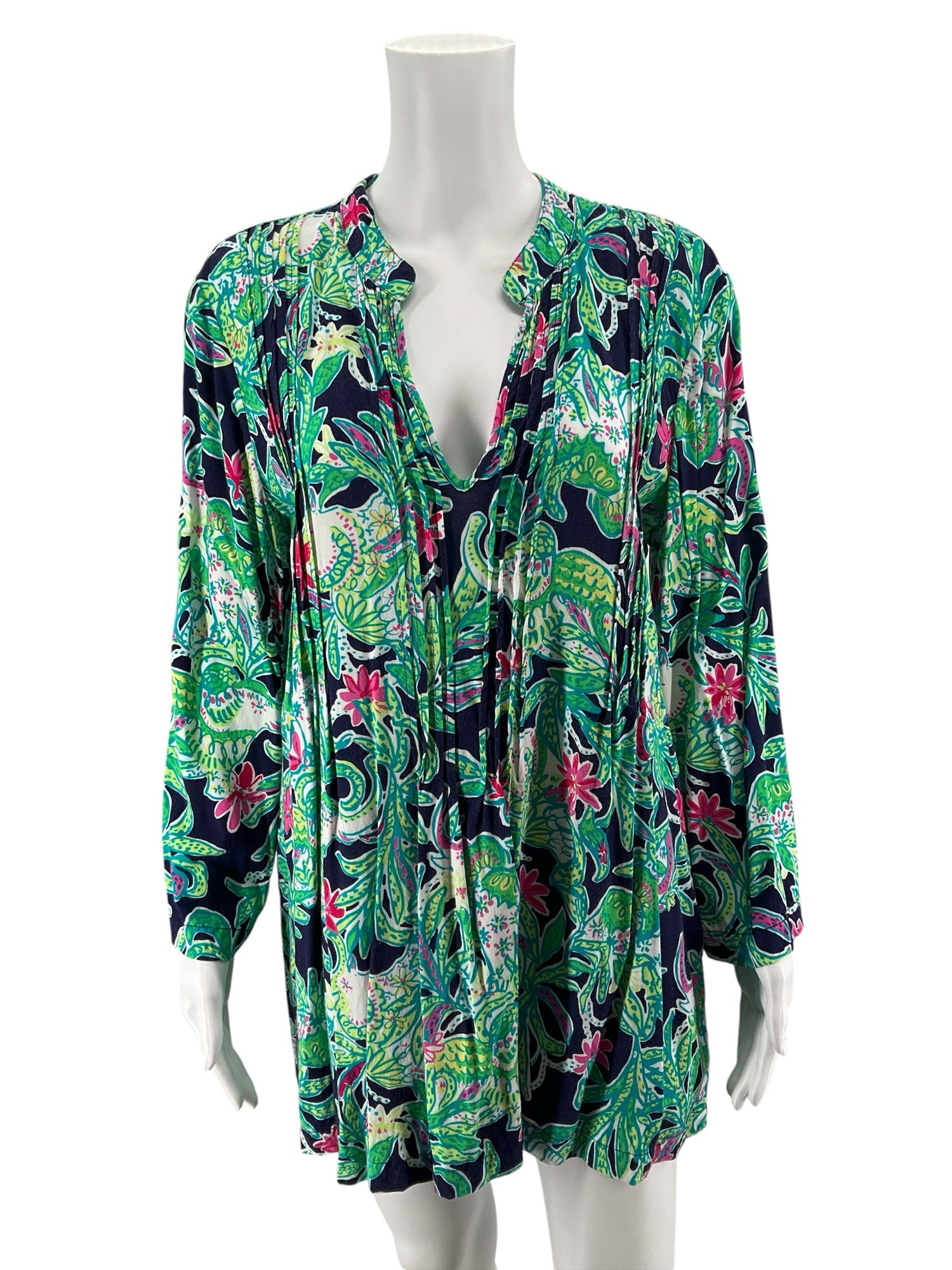 Lilly Pulitzer Size L navy/green/yellow/pink Pre-Owned Ladies Tops