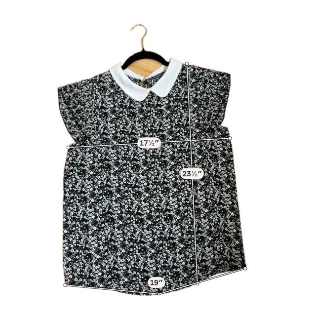 Adrianna Papell black/white Cap Sleeve Black White Ditsy Floral Peter Pan Collar Blouse Top Size Small - Size S