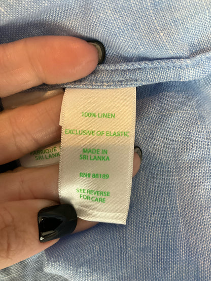 Lilly Pulitzer Tisbury Linen Popover Top Blue Grotto Size 14
