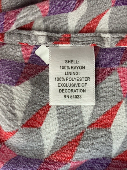 Banana Republic Geometric Print Faux Wrap Dress Size 6 Gray Purple Red - ONLINE ONLY