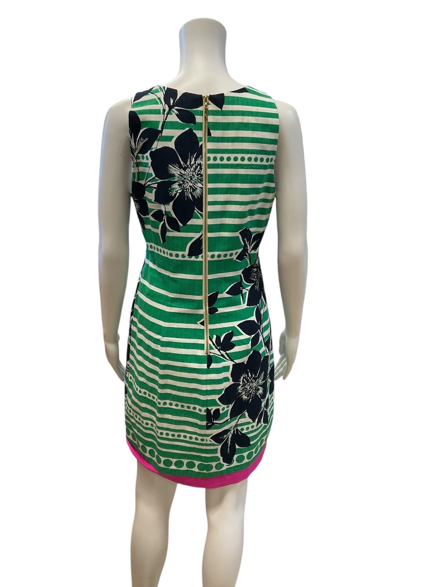 Eliza J Size 6 Green/Navy/Pink Floral Consignment Ladies Dress