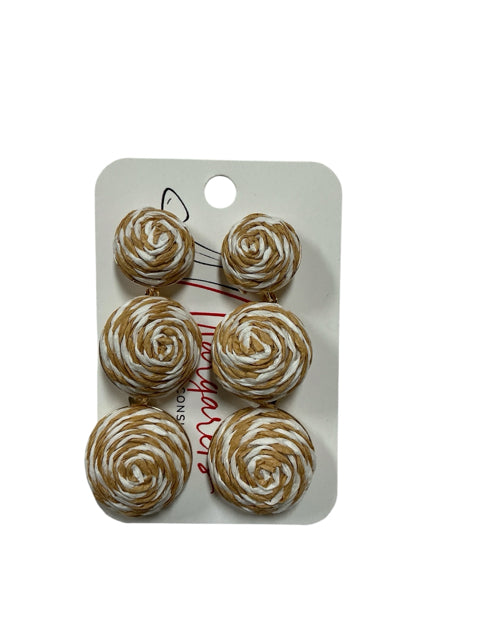 Snappies Rope Woven Rosette Hair Clips Set of 6 - Boho Farmhouse Hair Accessories