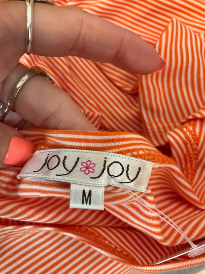 Joy Joy Orange &amp; White Stripe Boat Neck Tunic Top Size Medium