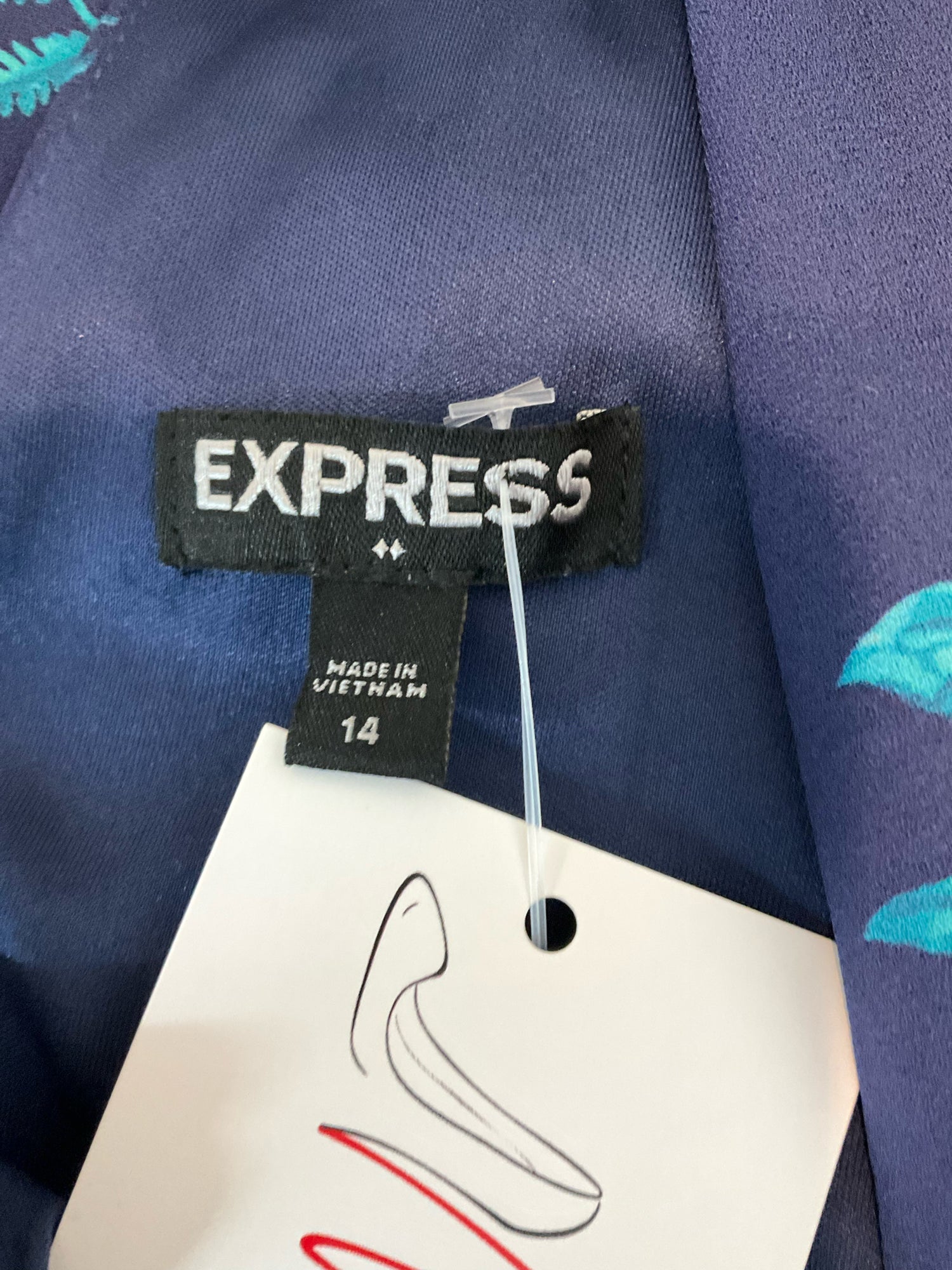 Express Floral Halter Keyhole Fit &amp; Flare Dress Navy Teal Orange Size 14