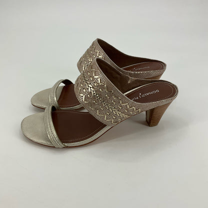 Donald J Pliner Woven Metallic Leather Block Heel Slides Size 8.5 - ONLINE ONLY