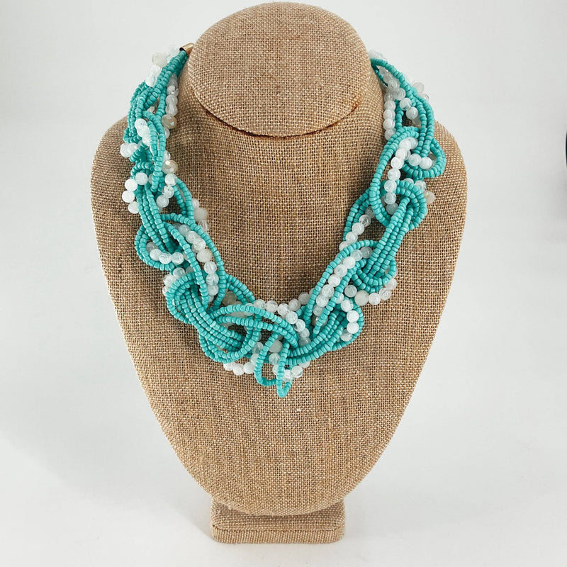 Turquoise/White Beaded Ladies Pre-Owned Necklace - Margaret’s Fine Consignment