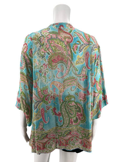 René Derhy Paisley Boho Button-Front Rayon Blouse Top Size Small