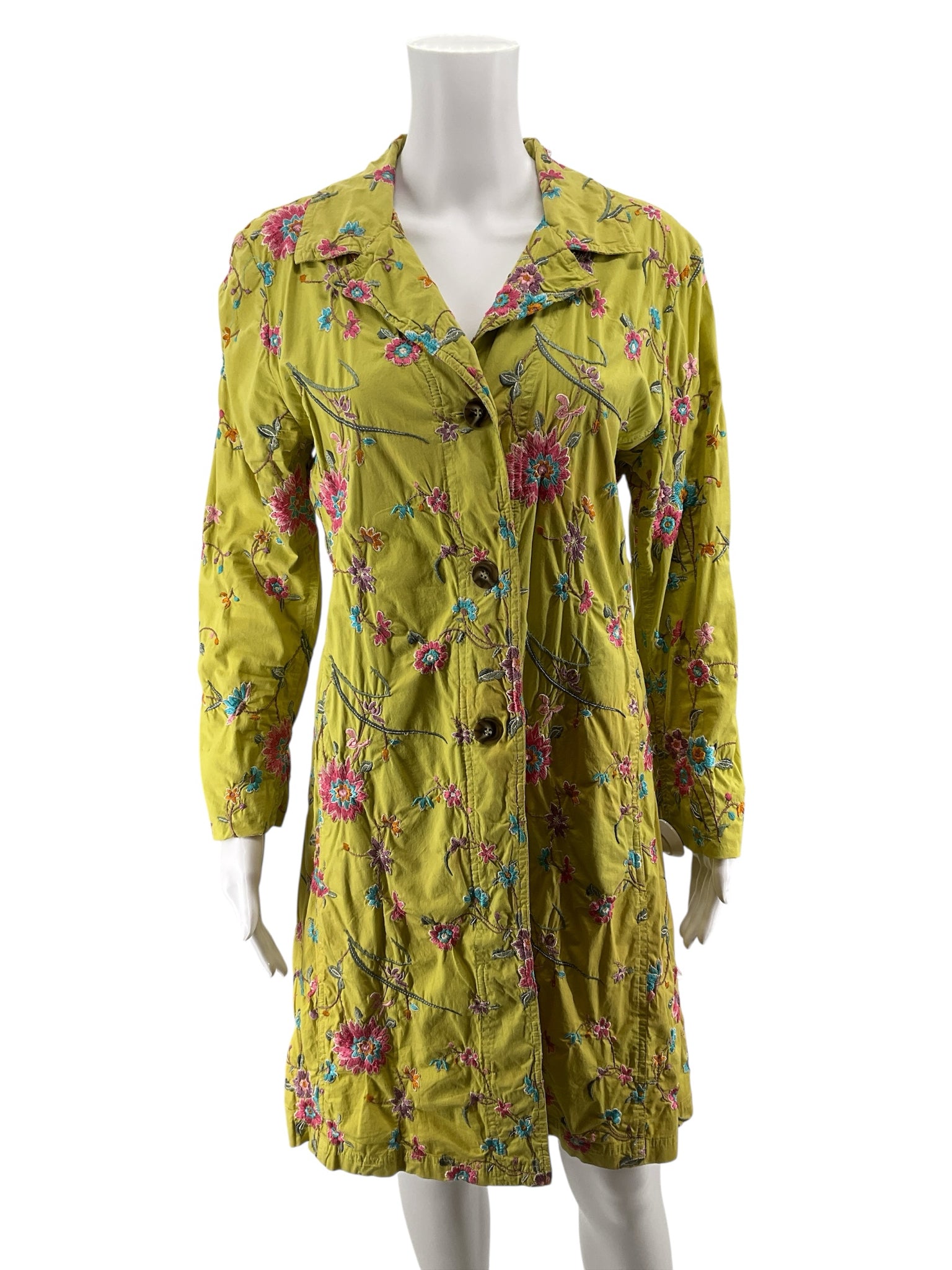 Johnny Was Size M lime/multi color Floral Pre-Owned Ladies Jacket