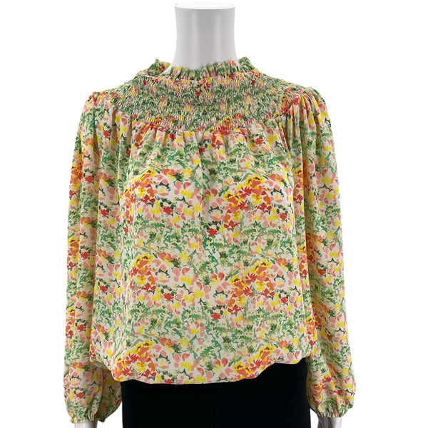 Loft Coral/Yellow/Green Floral Pre-Owned Ladies Top - Size Medium - Margaret’s Fine Consignment