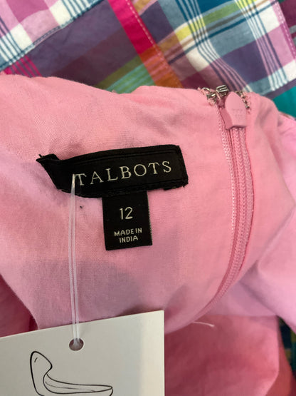 Talbots Patchwork Madras Plaid Cotton Shift Dress Size 12