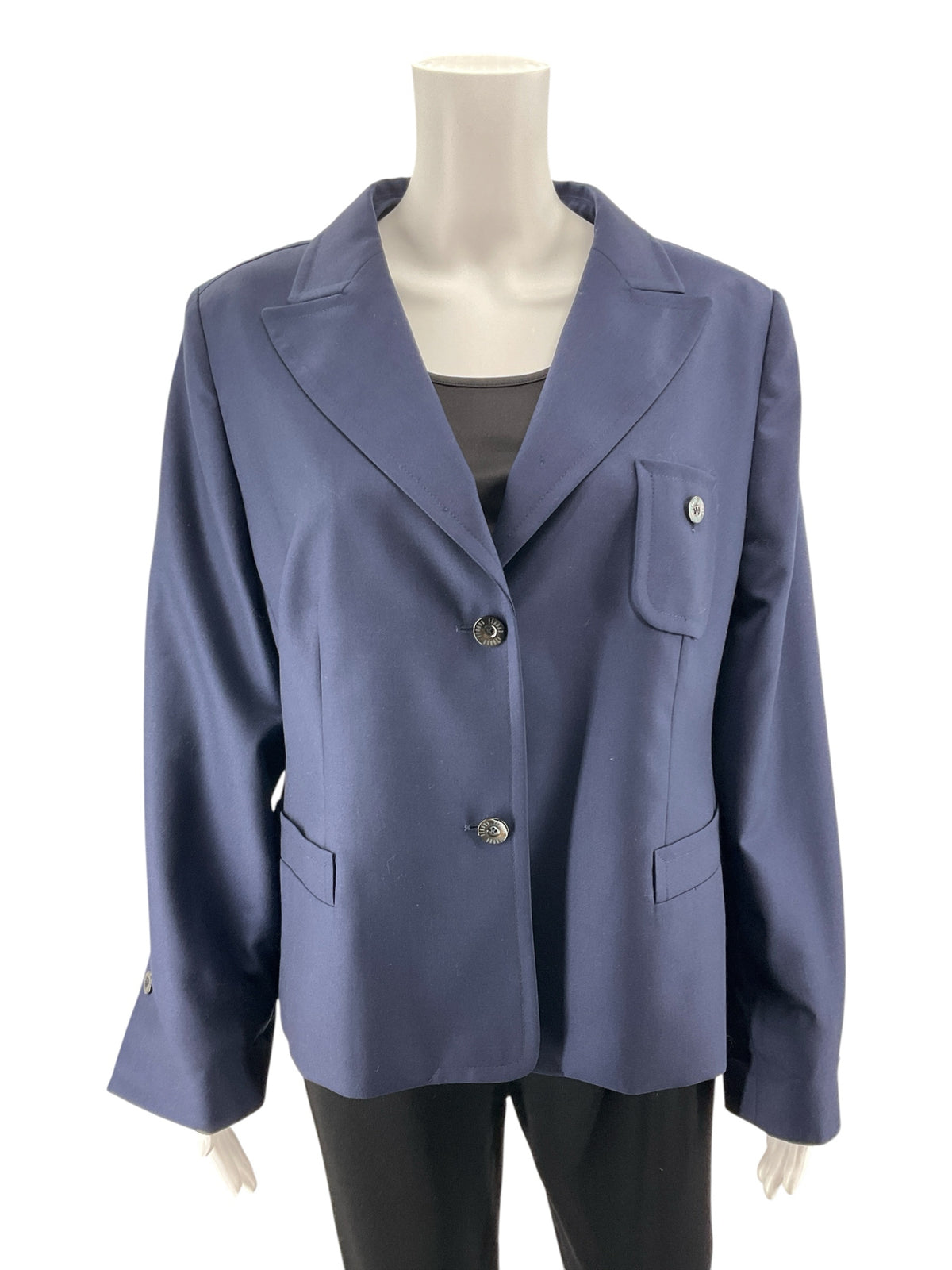Louis Feraud Vintage Navy Blue Single Breasted Blazer Jacket Size 14