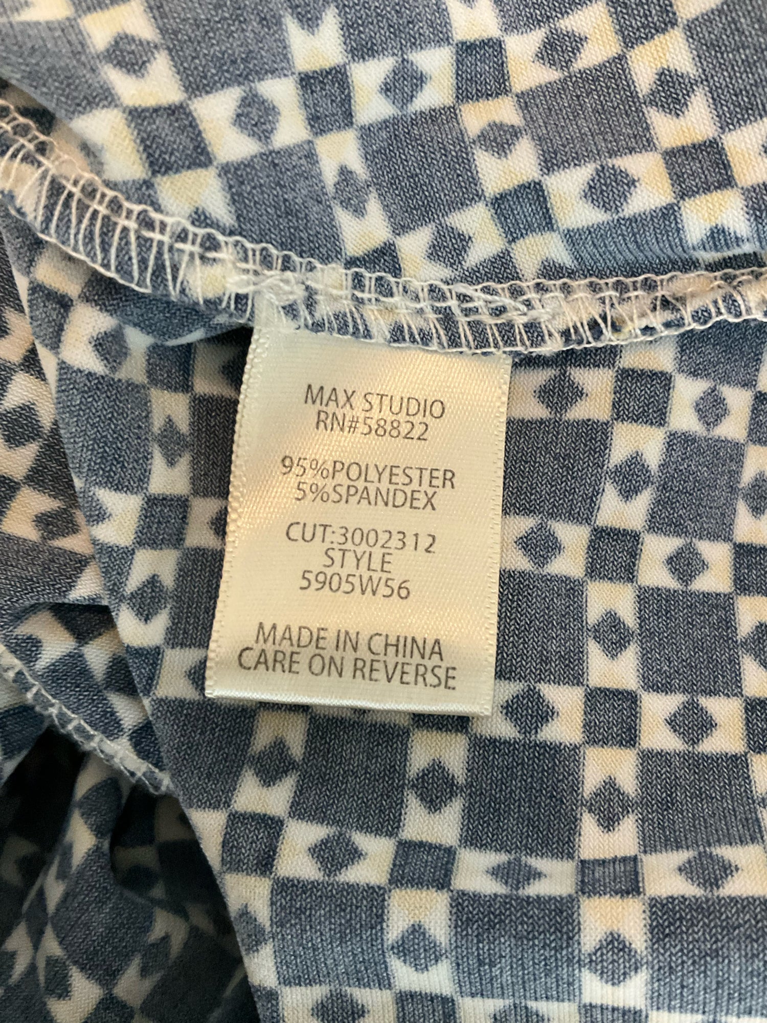 NIC + ZOE Navy Mosaic Print Surplice Fit &amp;amp; Flare Knit Dress Size Small