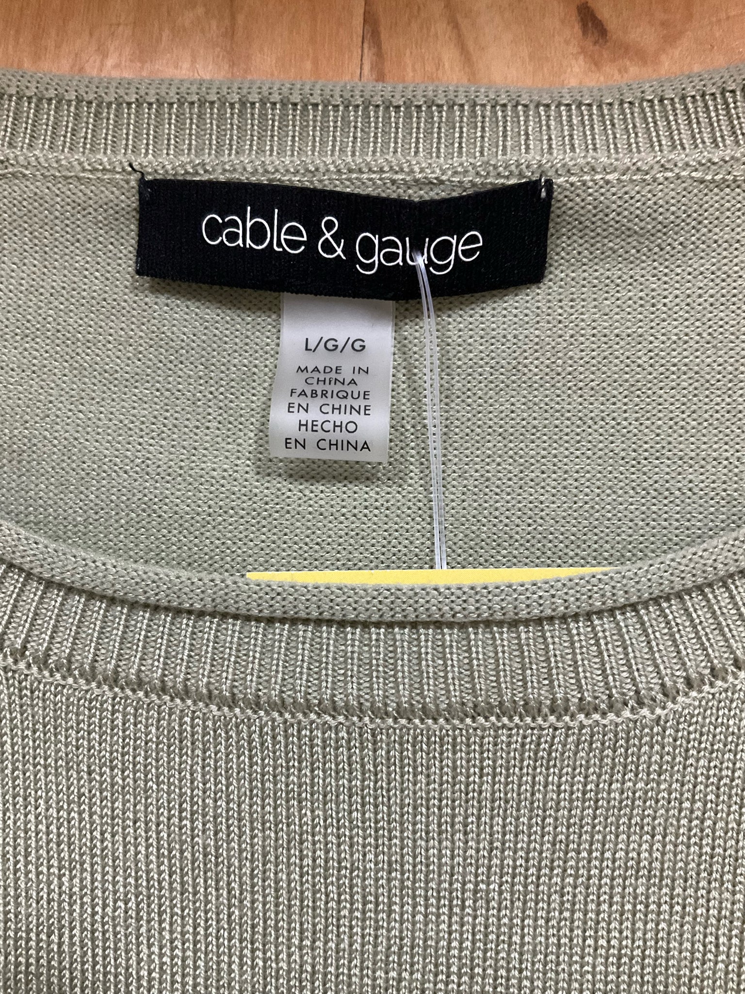 Cable &amp;amp; Gauge Cable &amp; Gauge Sage Green Ribbed Cuff Knit Top Size Large