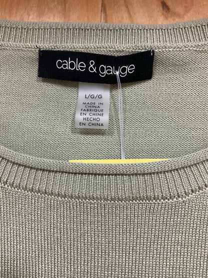 Cable &amp;amp; Gauge Cable &amp; Gauge Sage Green Ribbed Cuff Knit Top Size Large