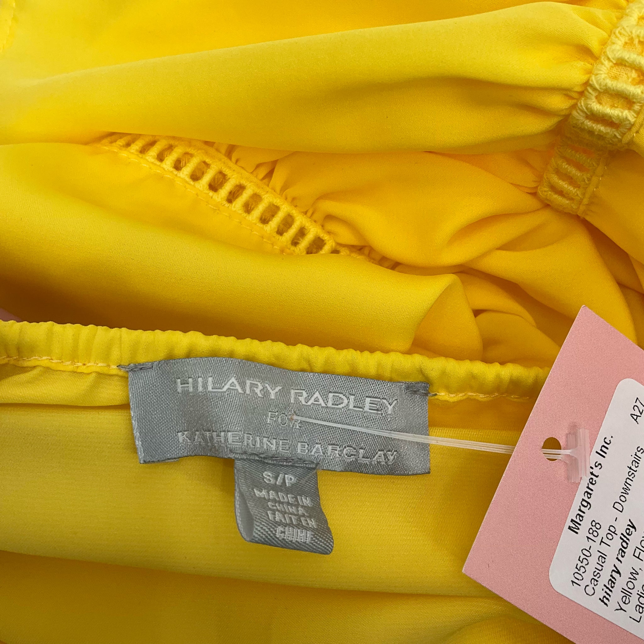 Hilary Radley Yellow Flowers Top Size S - label