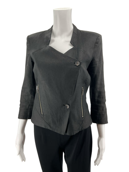 Helmut Lang Asymmetrical Drape Front Blazer Jacket Black Size XS/S