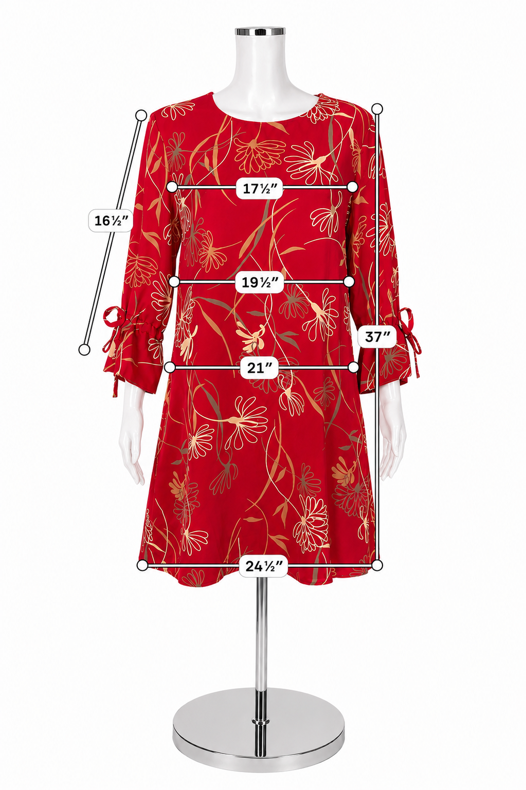 Tyler Boe Red &amp; Tan Floral Dress – Women’s Size Small - ONLINE ONLY