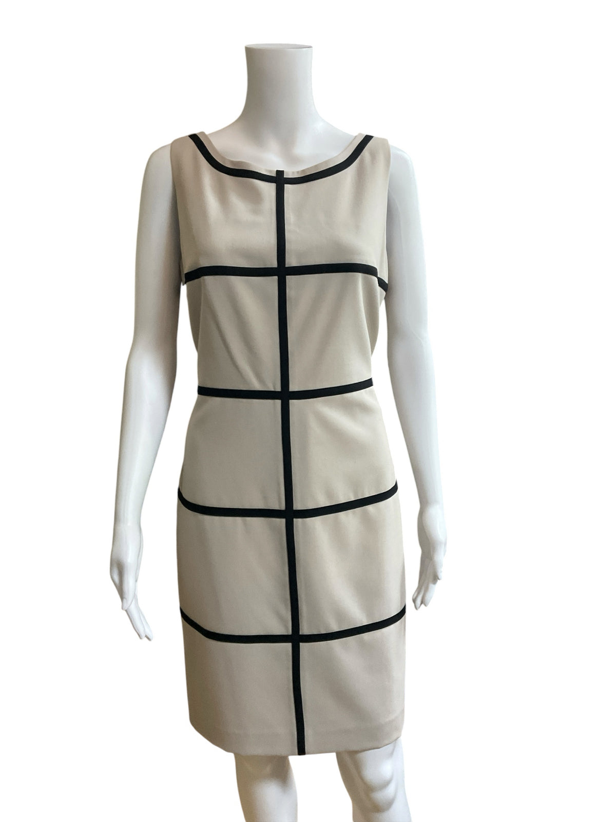 Calvin Klein Tan &amp;amp; Black Sleeveless Sheath Dress - Size 10- ONLINE ONLY