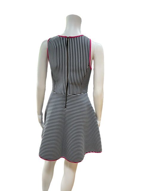Monteau White/Navy/Pink Stripe Pre-Owned Ladies Dress - Size Medium