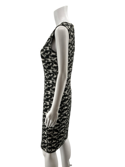 Calvin Klein Black &amp; White Abstract Jacquard Sheath Dress Size 4