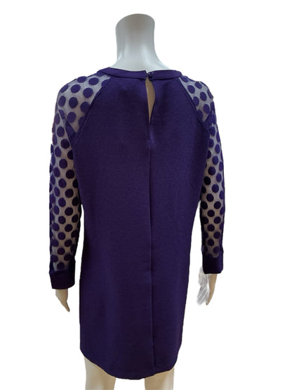 En Focus Purple Solid Dress Size 10 - rear view