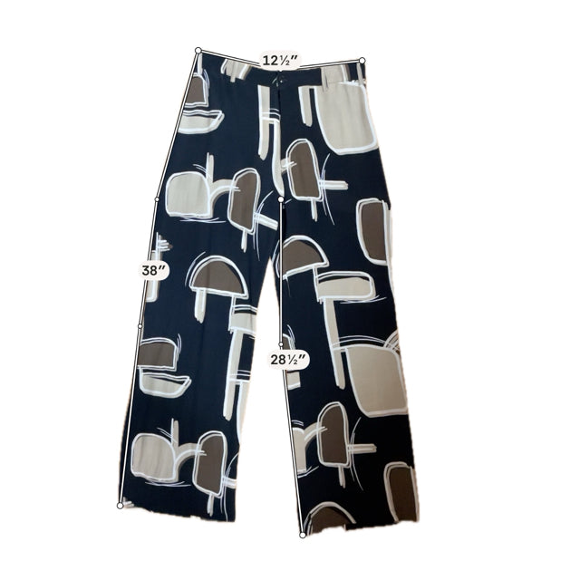 Zara Abstract Mushroom Print Wide Leg Palazzo Pants Size Large - ONLINE ONLY
