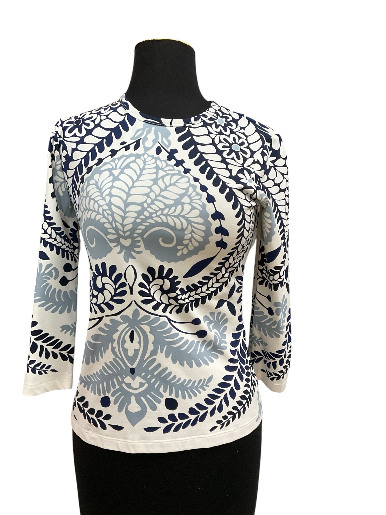 J. McLaughlin Catalina Cloth Blue &amp; White Botanical Print Top Size XS - ONLINE ONLY