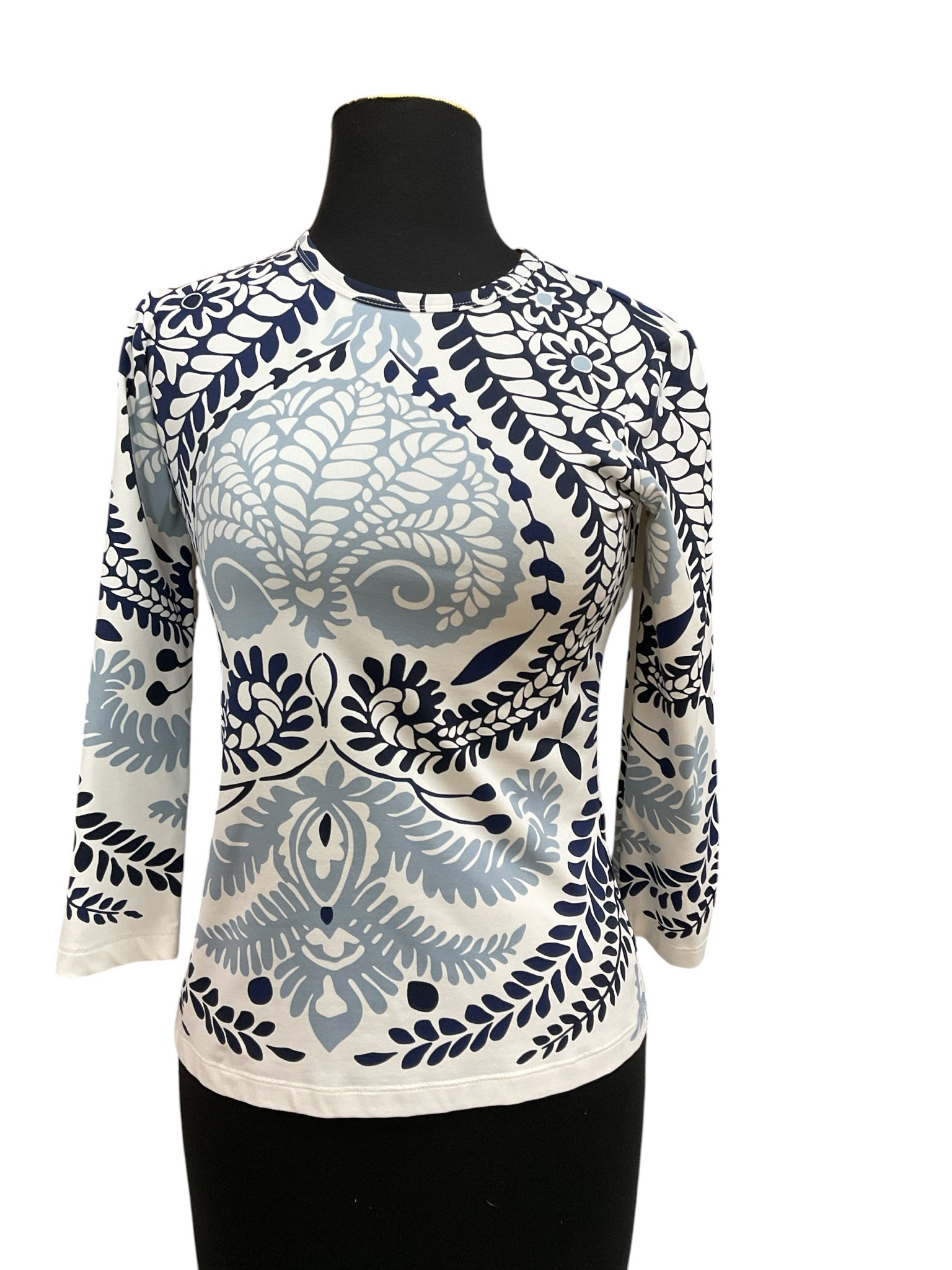 J. McLaughlin Catalina Cloth Blue &amp; White Botanical Print Top Size XS - ONLINE ONLY