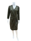 J Mclaughlin Size Medium Olive Suede Consignment Ladies Dress