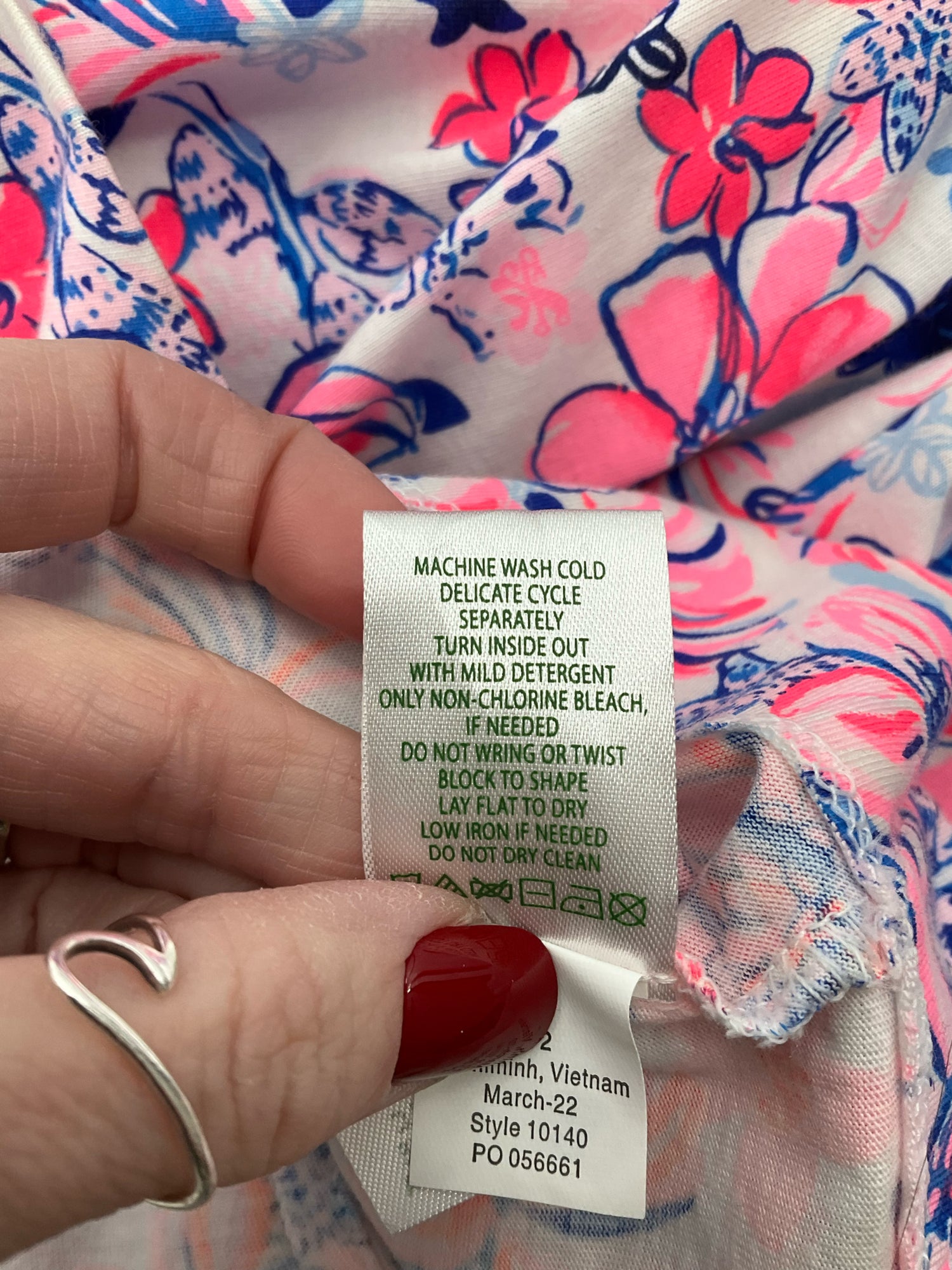 Lilly Pulitzer White/Coral/Blue Floral Pre-Owned Ladies Dress - Size XS