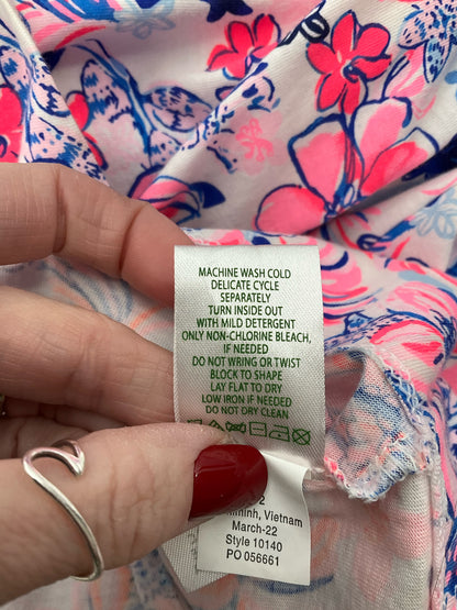 Lilly Pulitzer White/Coral/Blue Floral Pre-Owned Ladies Dress - Size XS