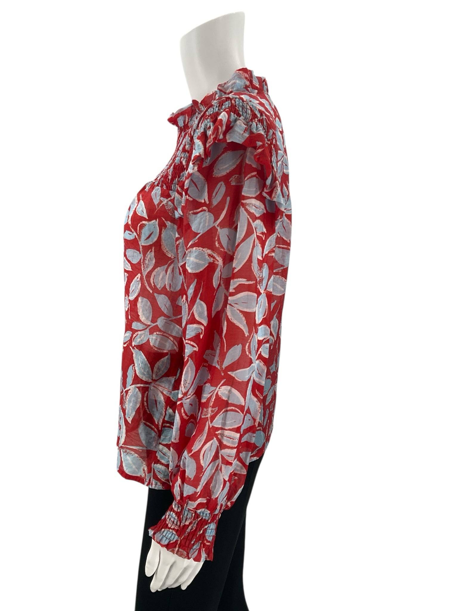 THML Red/Light Blue Print Top - Size Small - Margaret’s Fine Consignment