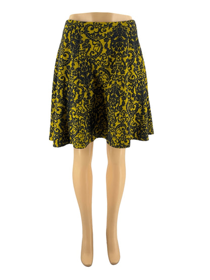 Maeve - Yellow/gray Paisley Pre-Owned Ladies Skirt - Size Medium
