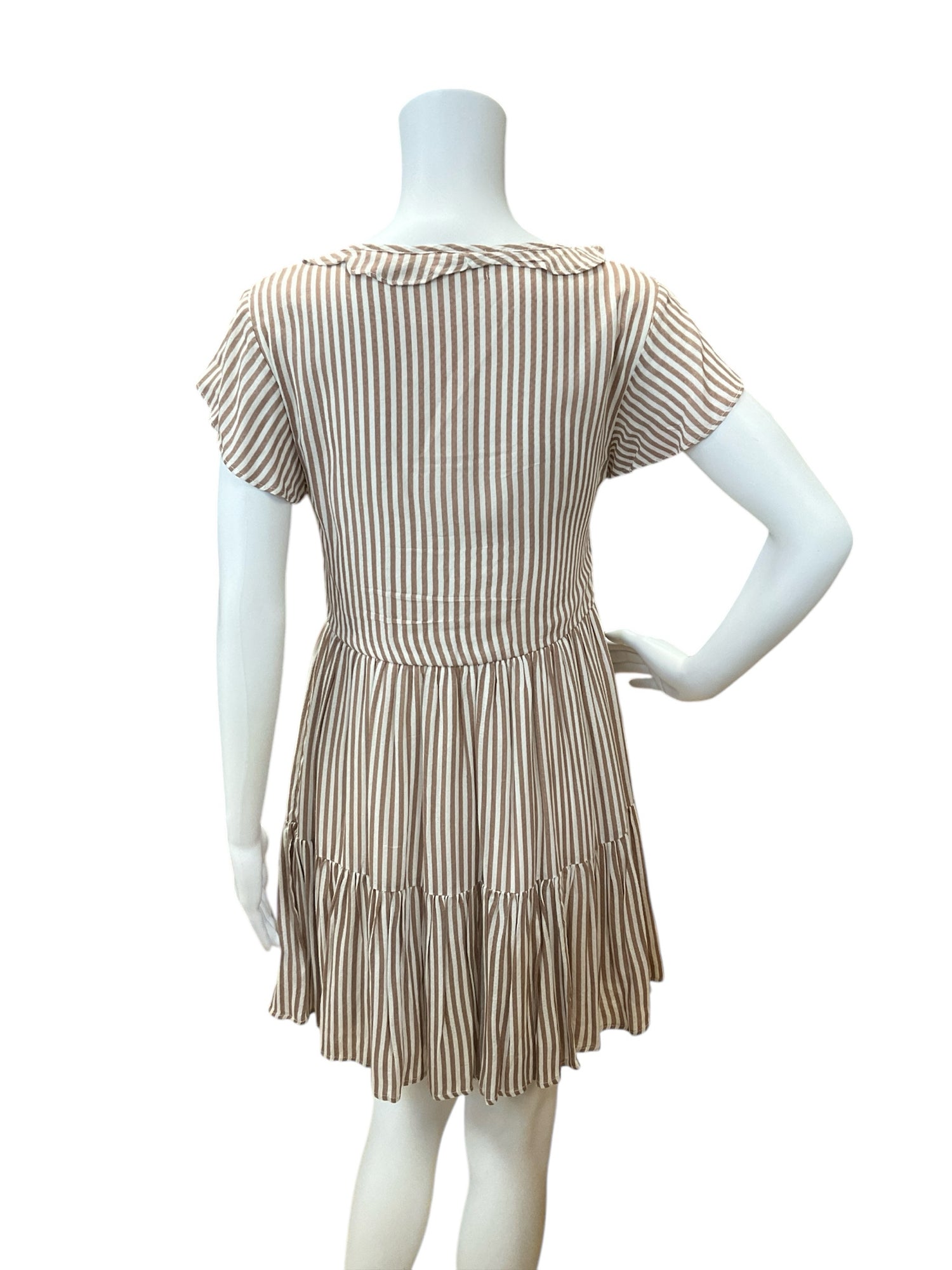 Altar’d State Taupe &amp; White Striped Short Sleeve Dress – Women’s Size XS - ONLINE ONLY