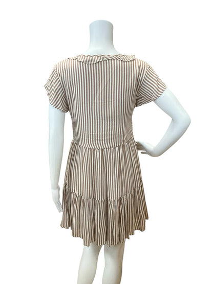 Altar’d State Taupe &amp; White Striped Short Sleeve Dress – Women’s Size XS - ONLINE ONLY